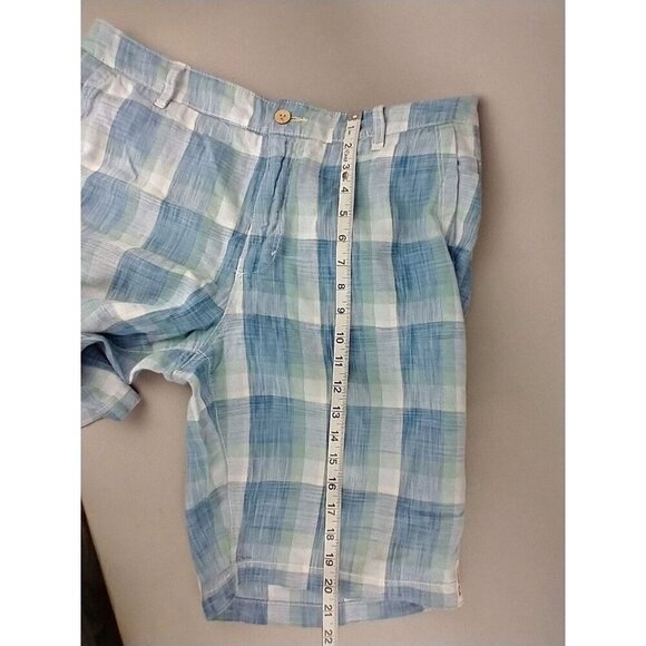 Tommy Bahama Relax Shorts Mens 33x10 100% Linen Plaid Bermuda Beach - Picture 7 of 13